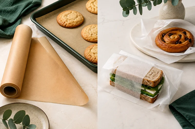Parchment paper vs butter paper side-by-side comparison