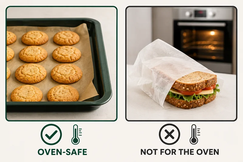 Oven-safe parchment paper compared with butter paper