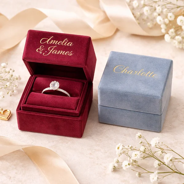 braned personalised wedding ring boxes