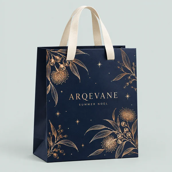 christmas present gift bag with logo