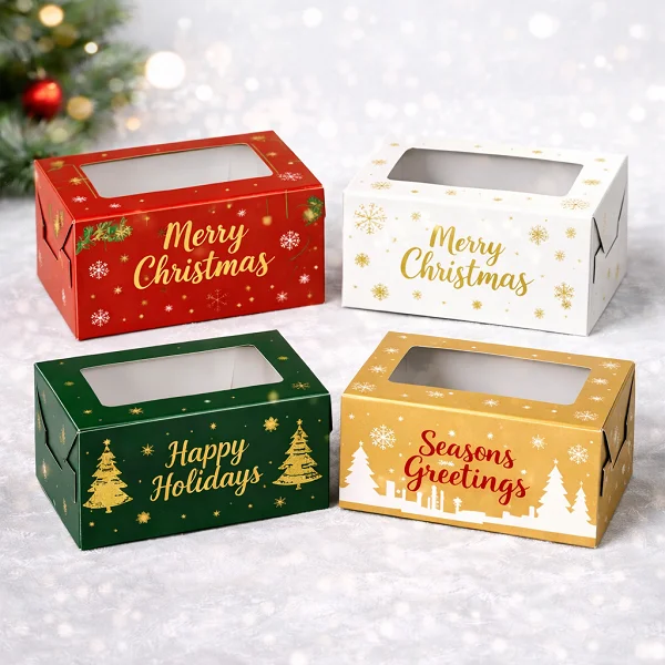 custom printed christmas cake boxes with clear window
