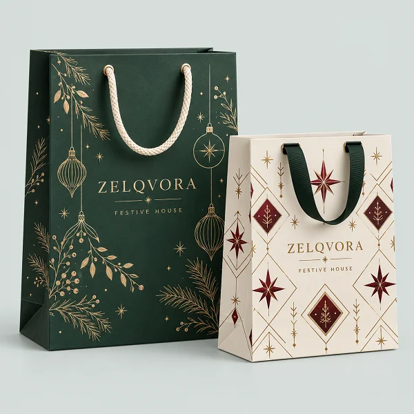 custom printed christmas present gift bags