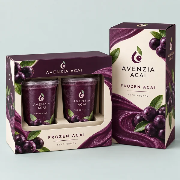 custom printed frozen acai packaging boxes