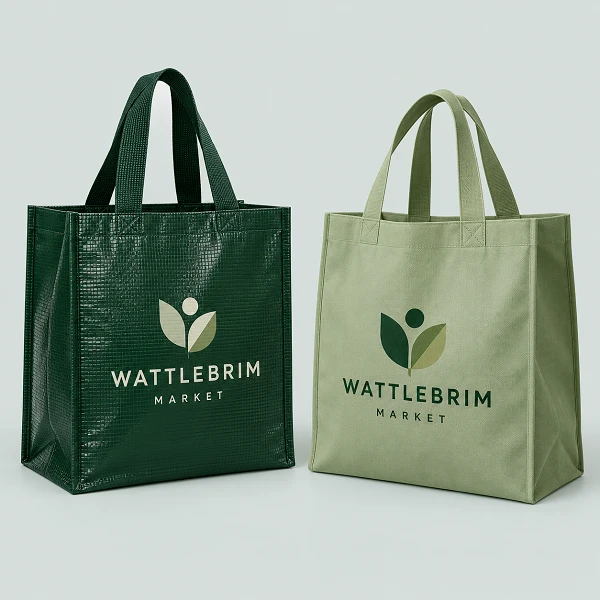 custom printed reusable green shopping bags