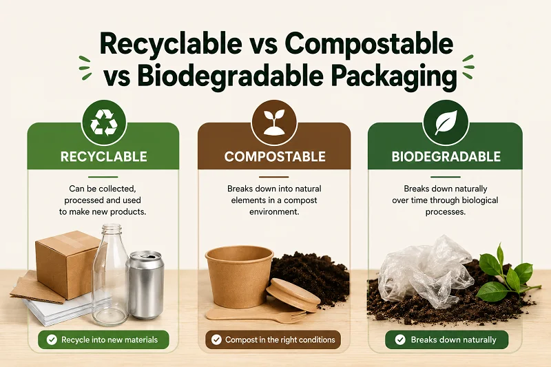 Recyclable vs Compostable vs Biodegradable Packaging