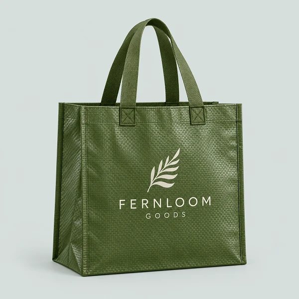 reusable green shopping bag with logo